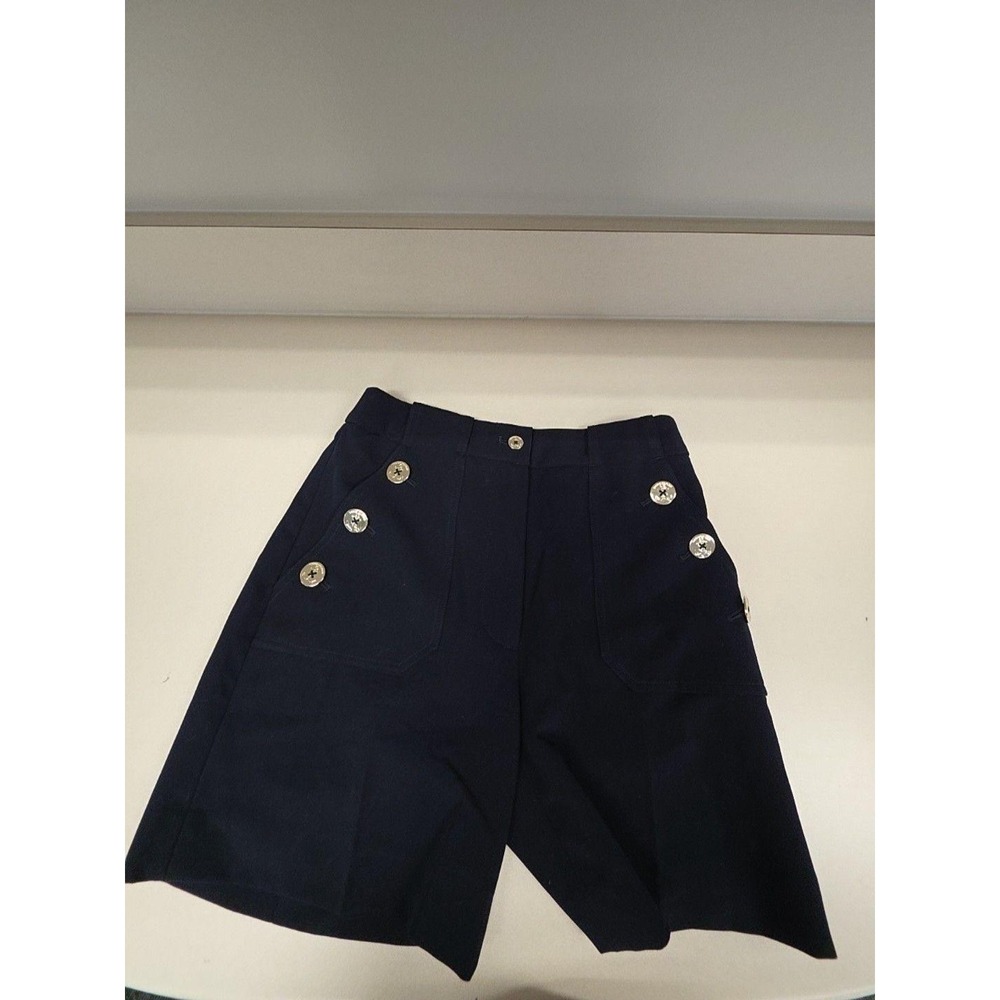 Tommy Hilfiger Shorts Womens 0 Blue Sailor High Waist Nautical Buttons Pockets
